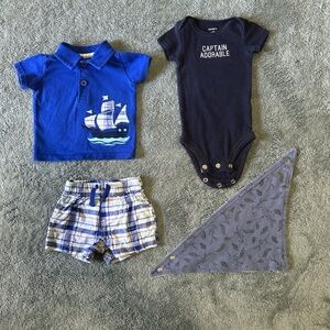 Child of Mine Carter's Newborn 4pc "Captain Adorable" Nautical Outfit Set (NB)